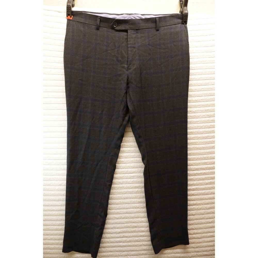 Tommy Hilfiger Men's Dress Pants 36W x 29L Black Plaid Red white black stripe